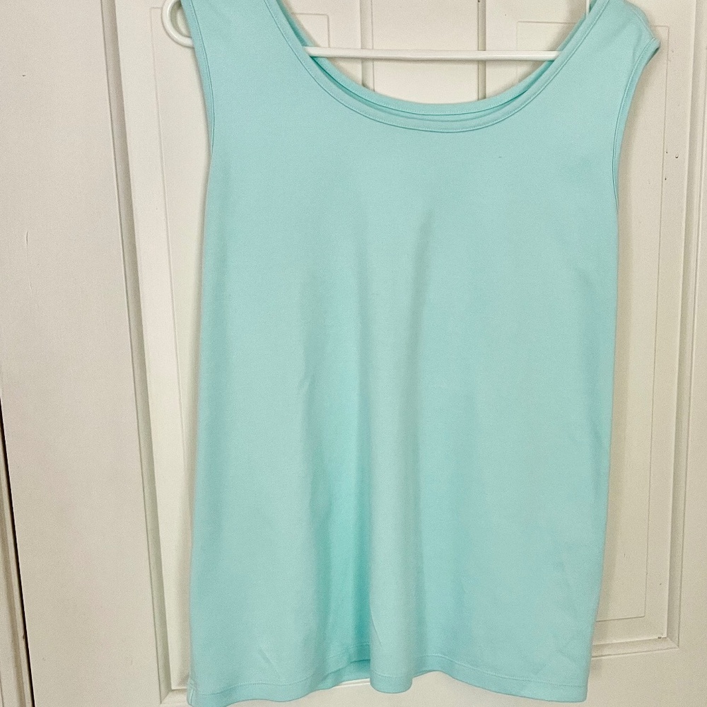 Lands' End Light Aqua Cotton Tank Top Sz XL